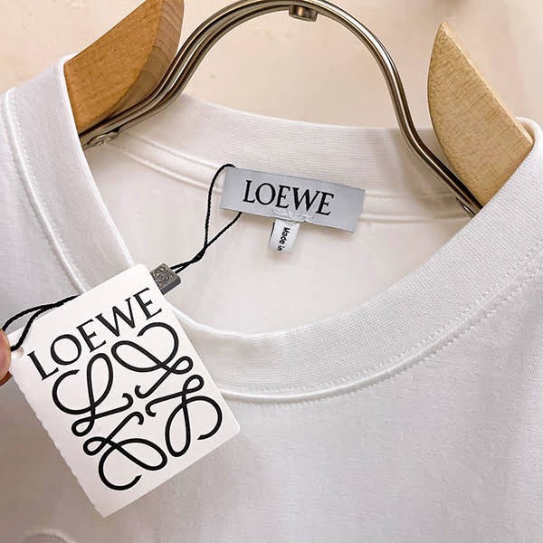 送料込 ロエベ コットンワイドTシャツ コピー ロゴ刺繍 loe47653